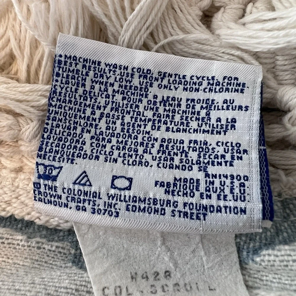 Vtg. Crown Crafts WOVEN BLUE WILLIAMSBURG Cotton FULL BEDSPREAD - 90